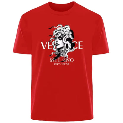 Neue italienische, beliebte Luxusmarke Sommer Medusa Kopf Druck T-Shirt für den Alltag, Sport, Männer und Frauen
