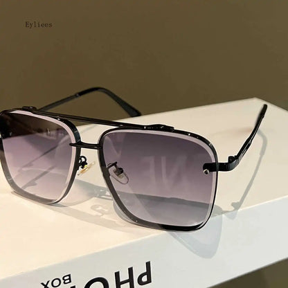 2025 Metal Punk Big Frame Sunglasses for Men Women Cool Driving Glasses Brand Design Square Sun Glasses Goggles UV400 Eyewear