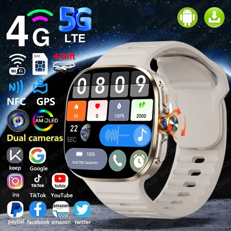 5G Smart Watch AMOLED 2.4" 32GB Google Play GPS SIM