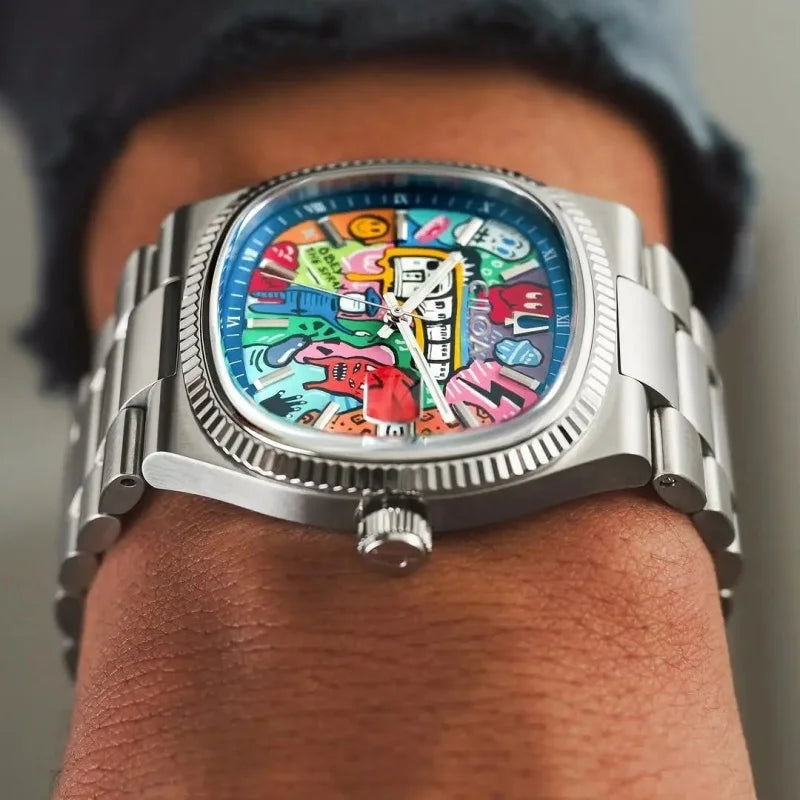 Quadratische Retro-Uhr für Herren – Luxuriöse wasserdichte Quarzuhr aus Edelstahl, minimalistische Anzuguhr als Geschenk