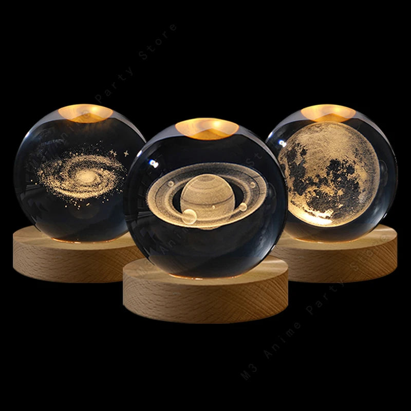 3D Crystal Ball Galaxy Night Light LED Lamp 5cm