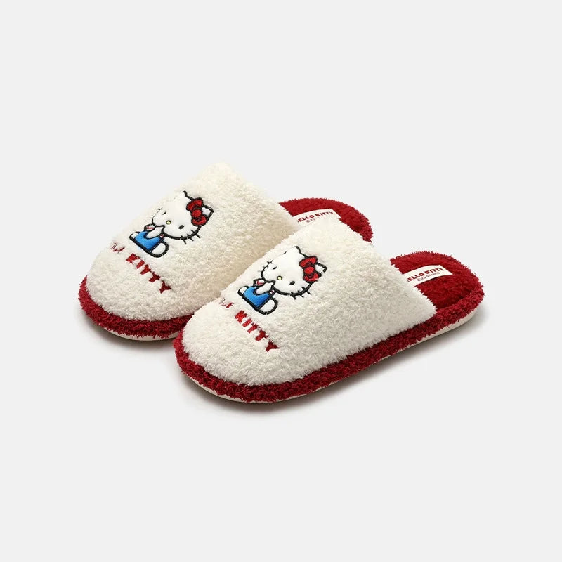 Autumn Winter Hello Kitty Slippers For Women Plush Cute Sanrio Home Warm Cotton Slippers Cartoon Home Indoor Shoes Gifts