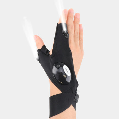 LED-Halbfingerhandschuh für Herren Damen Outdoor Wasserdicht Nachtangeln Köder Radfahren Laufen Taschenlampe Robuste fingerlose Handschuhe