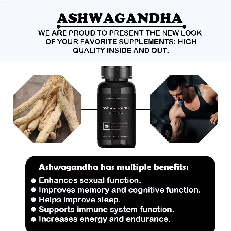 Organic Ashwagandha Tablet 100% Pure Himalaya Hormone Balance 85+Trace Mineral Original Supplement for Men Performance E-rection