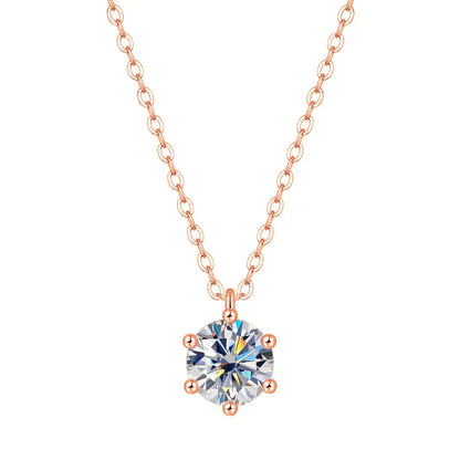 EWYA 1 2 Carat Real Moissanite Pendant Necklace For Women 6 Prong 100% 925 Sterling Silver Wedding Party Bridal Fine Jewelry