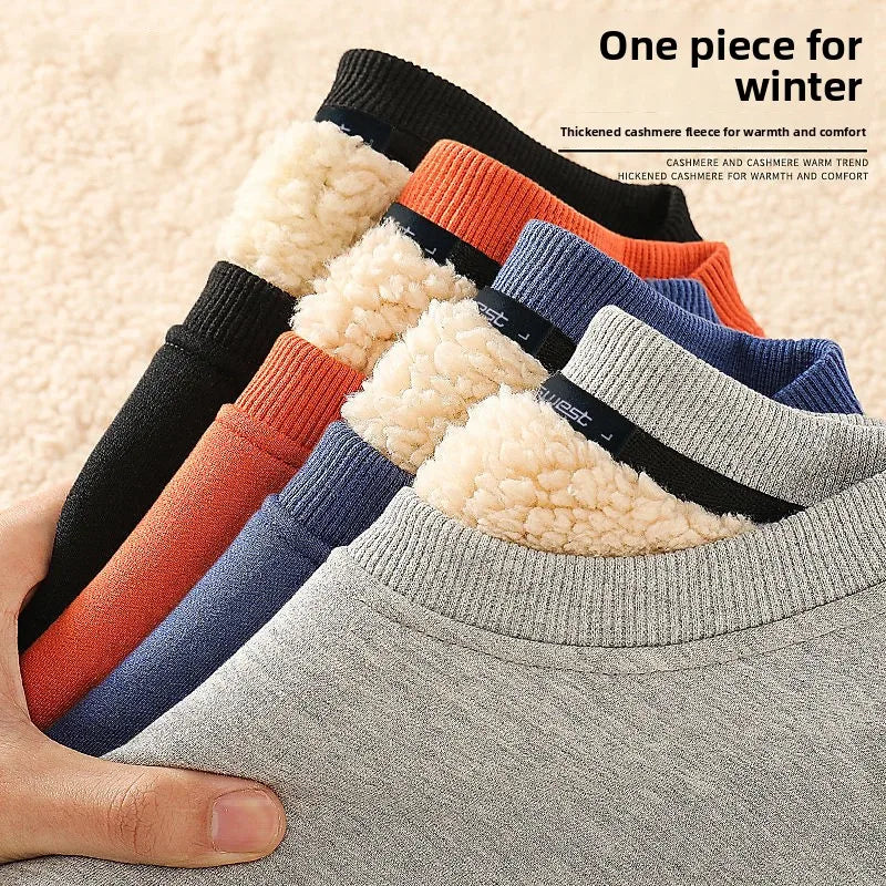 Lamb Velvet Hoodie Men's Thiened Fce round Ne Casual Versatile Teenage Warm Top Lamb Velvet Jaet Winter Faion