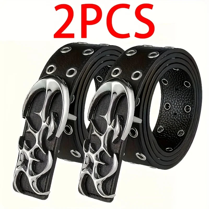 New Stylish Y2K Hollow PU Leather Fashion Punk Belt For Men Women-Trendy Accessory For Gift Giving，Neutral Waist Belts Plus Size