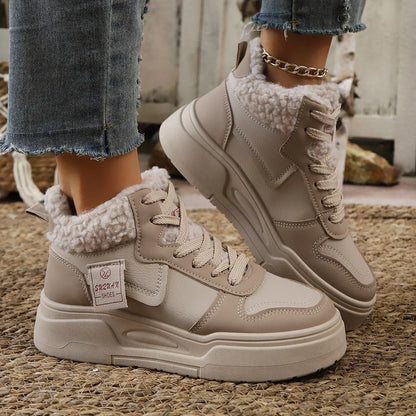 Women's Chunky Platform Sneakers Warm Plush Winter Shoes