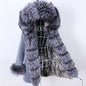 MAOMAOKONG 2023 Abnehmbarer Echtfuchs Pelzkragen Mäntel Damen Winterjacke Kapuze Kaninchenfellfutter Lange Parkas Damenbekleidung