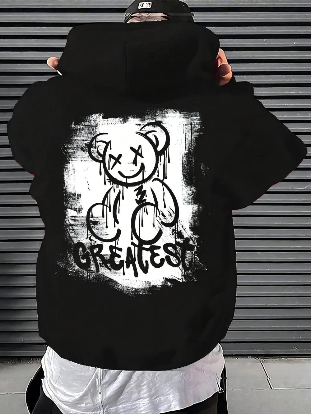 2025 New Men's Autumn Fashion Bear Printed Soft and Comfortable Hoodie Outdoor Urban High Street Clothing