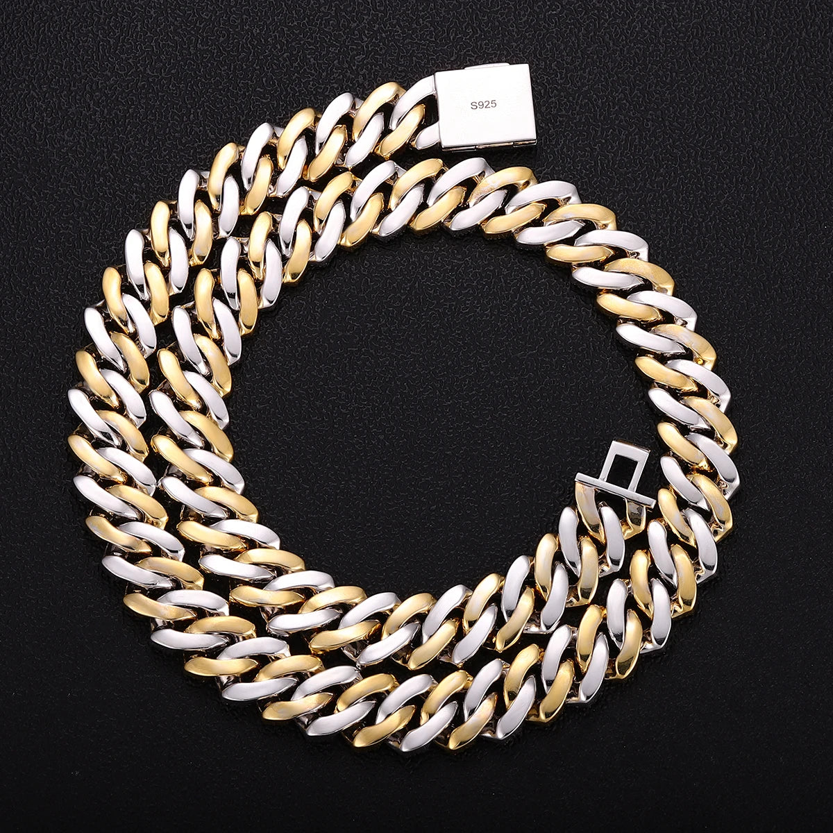 Provence Moissanite Cuban Chain Bracelet for Men Two-color S925 Silver Rapper Bangles Hip Hop Bracelet Miami Link Chain for Man
