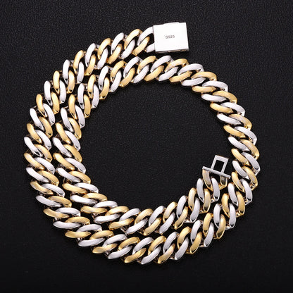 Provence Moissanite Cuban Chain Bracelet for Men Two-color S925 Silver Rapper Bangles Hip Hop Bracelet Miami Link Chain for Man