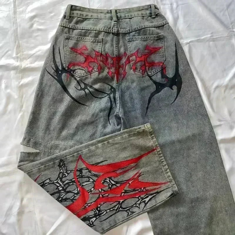 American Y2K 2025 New Baggy Wide Leg Black Jeans Overszied Women Street Casual Joker Denim Pants Couple Jeans Vintage Streetwear
