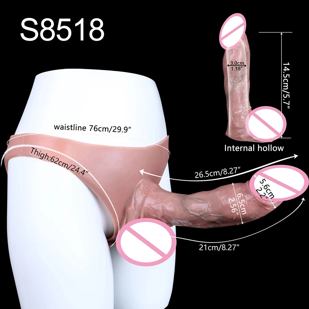 SXXY Silikon Unterhosen & Boxershorts mit Penishülle Männlicher Masturbator Strap-on Hohl Dildo Sexspielzeug für Männer Frauen