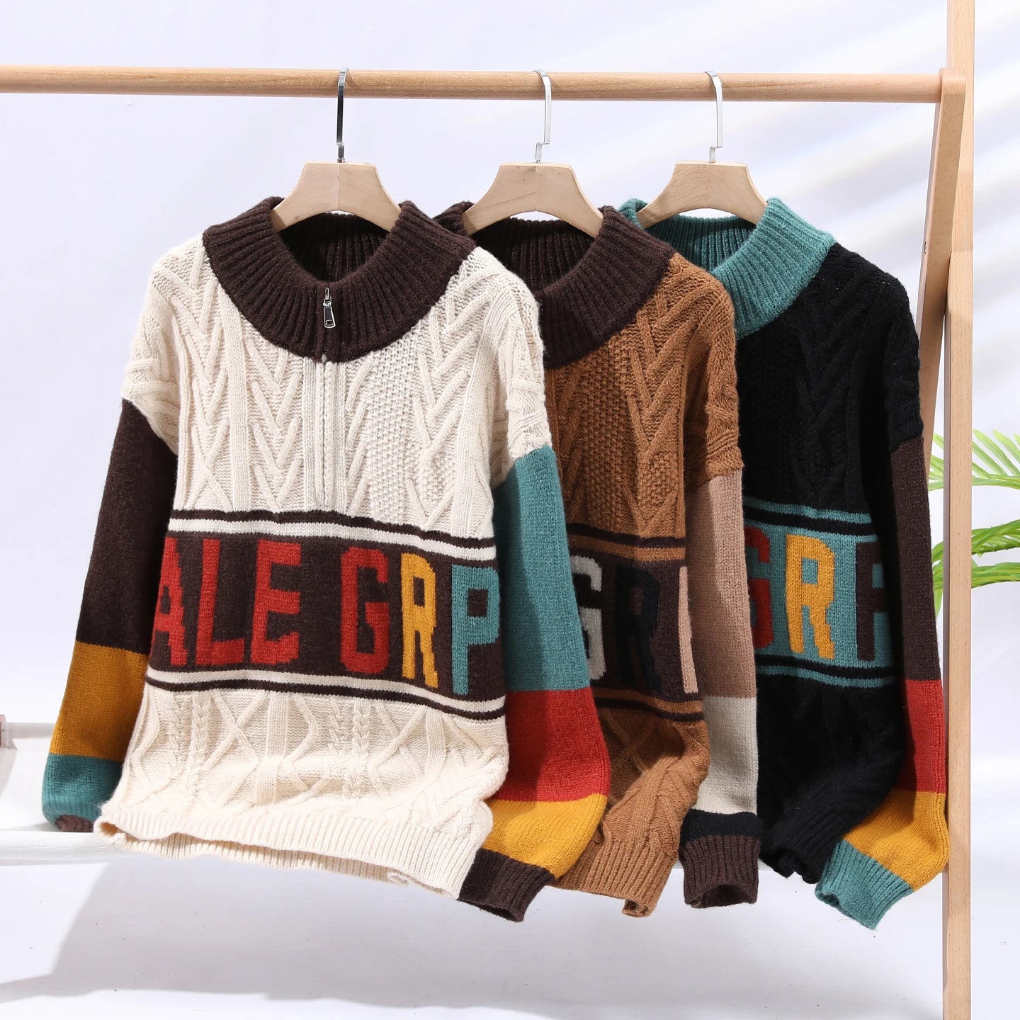 Herbst/Winter Modetrend Retro Sport Dicker Warmer Strickpullover Herren Locker Bequem Große Größe Hochwertiger Pullover