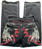 Street Fashion Trend Totenkopf bestickte Jeans Damen Harajuku Y2K Neue Hip Hop Joker Straight Wide-Leg Hosen Paar Freizeitjeans