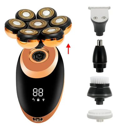 Men's 7D Floating Electric Shaver — Wet/Dry, Rechargeable, LCD Display