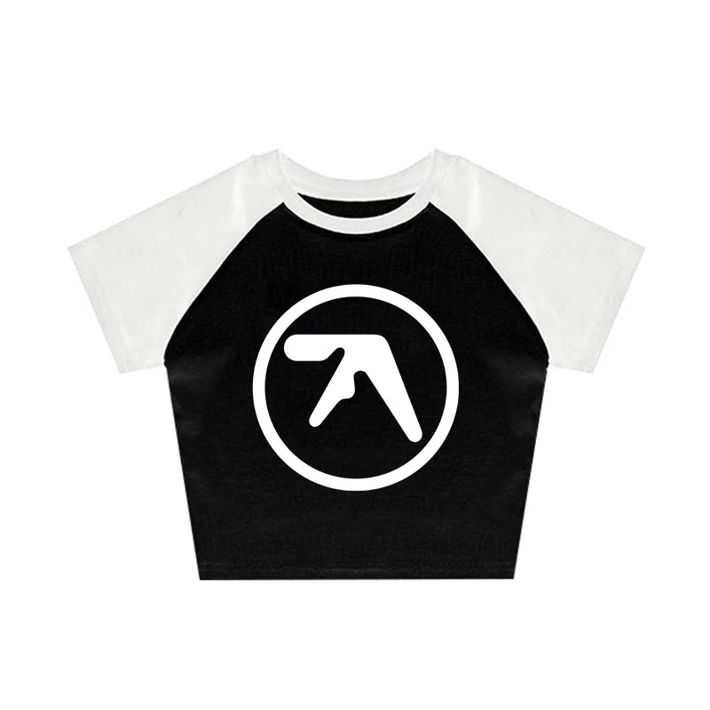 Punk Aphex Twin Print Oversize Hip Hop Women Crop Top Tee