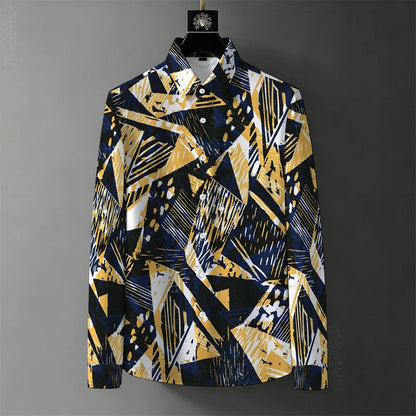Teglex Men's Retro Graffiti Print Long Sleeve Shirt