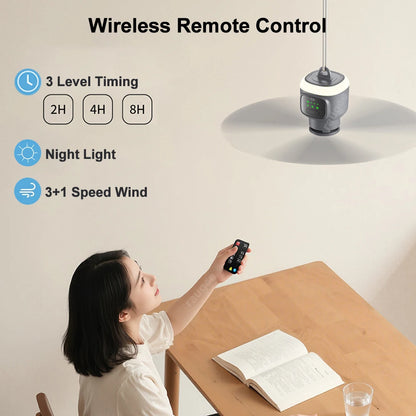 12000mAh Portable Camping Fan with LED Light & Remote