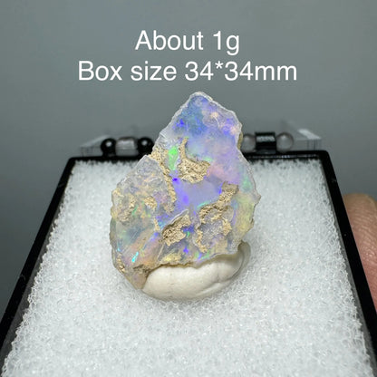 Ethiopia Opal Gem Mineral Specimen – 34x34mm Box