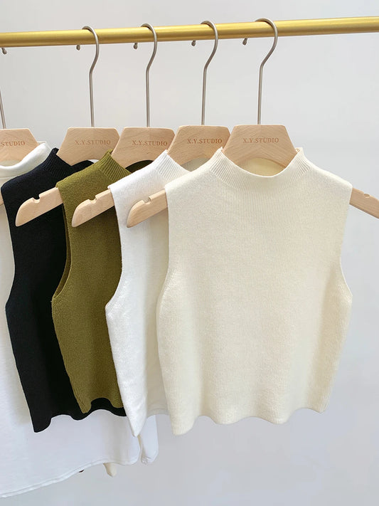 Women's Knitted Sleeveless Tank Top Slim Sweater