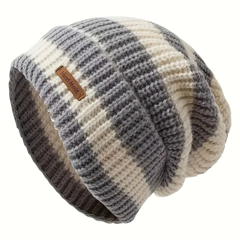 Korean Fashion Striped Knitted Hat Trend Lightweight Hat For Men Women Warm Windproof Autumn Winter Suitable For Outdoor Cycling