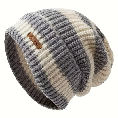 Korean Fashion Striped Knitted Hat Trend Lightweight Hat For Men Women Warm Windproof Autumn Winter Suitable For Outdoor Cycling