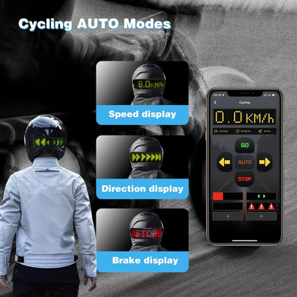 LED Motorcycle Helmet Tail Warning Light Display
