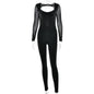 Chic Backless Sports Jumpsuits Women Long Sleeve Hollow Out Sports Yoga Bodysuit Female High Waist Tunics One Piece Gym Overalls