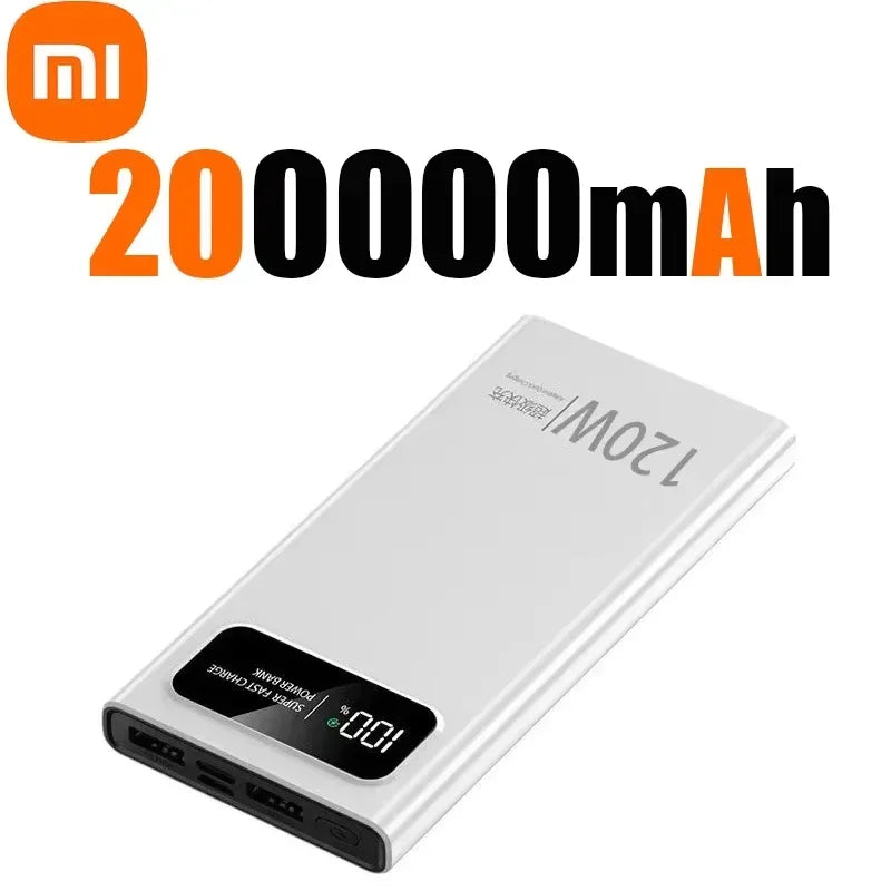 Xiaomi MIJIA 200000mAh Large Capacity Power Bank 120W Fast Charging Portable Digital Display Powerbank For iPhone Samsung Huawei