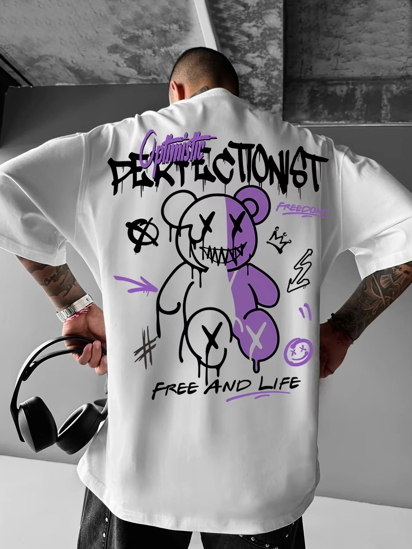 Summer New Men's American Street Letter Printed Cotton T-shirt Short Sleeve O-neck Tees Casual Sports Loose Oversized Tops