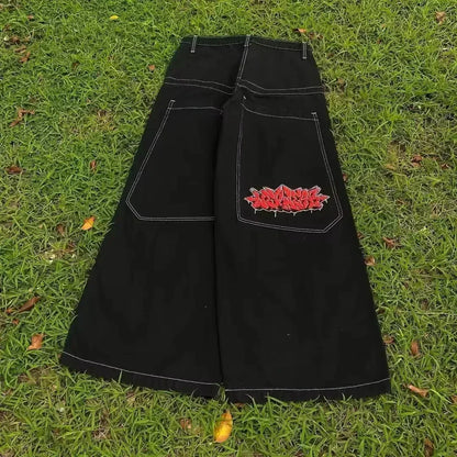 American Fashion Hip Hop Joker Oversized Jeans Women Street Y2K New Clearance Spot Hot Mopping Wide-leg Pants Unisex Loose Jeans