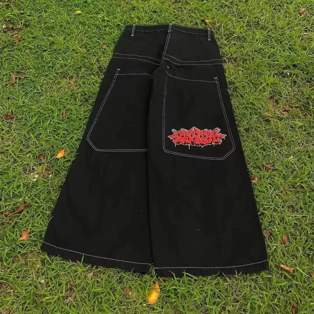 American Fashion Hip Hop Joker Oversized Jeans Women Street Y2K New Clearance Spot Hot Mopping Wide-leg Pants Unisex Loose Jeans