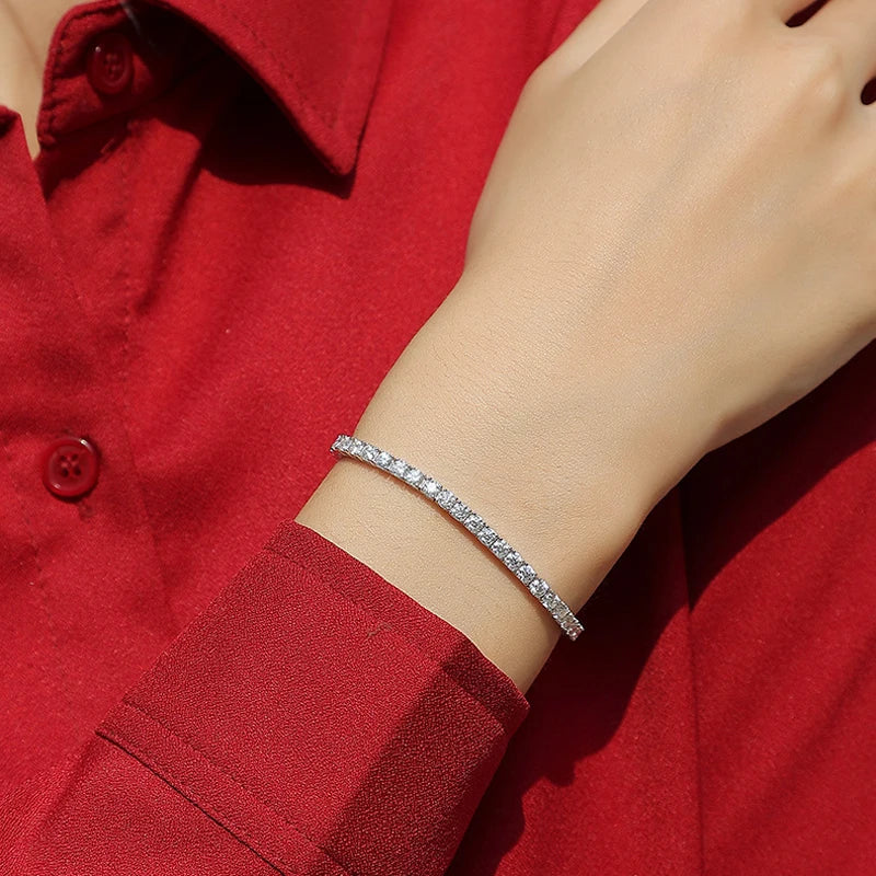 DJMAX 3-6.5mm Full Moissanite Tennis Bracelet For women Original 925 Sterling Silver Man's Moissanite Tennis Chain  New 2025