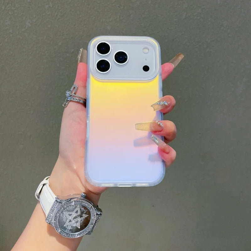 NEW For Iphone 17 Pro Max Laser Color-Changing Matte Phone Case 17Pro Magnetic Cover 17Air Gradient Colors cases Sun Set Sky