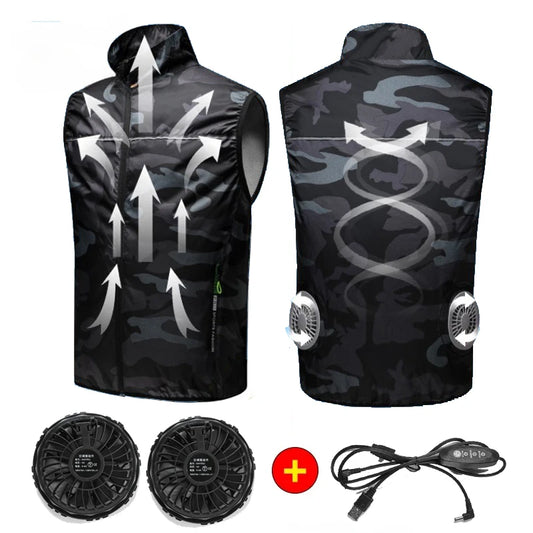 Summer Cool Vest Wearable Refrigeration Fan Vest Air Conditioner Clothes Outdoor Cooling Tactical Fishing Sleeveless Work Jacket - Teglex