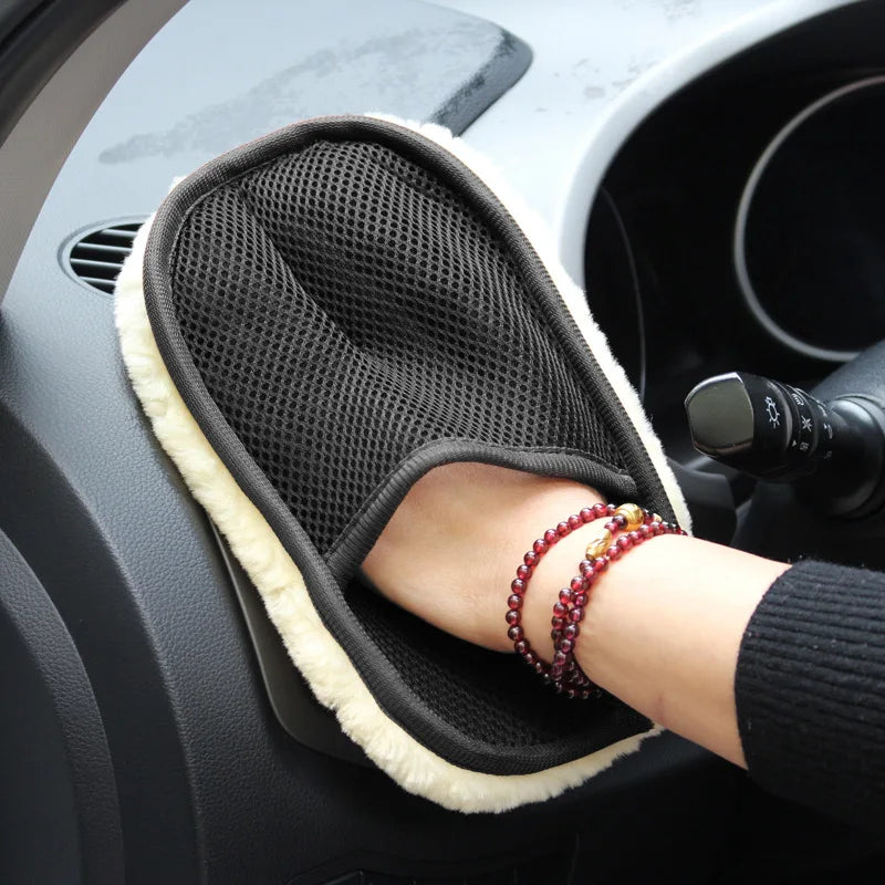 Wool Plush Car Wash Gloves - Soft Cleaning Brush