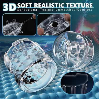 Clear silicone mold with textured design on a blue textured surface, highlighting 3D soft realistic texture.