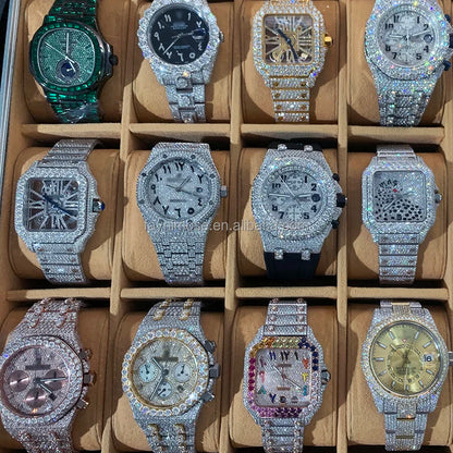 High quality stainless steel luxury watch, hip-hop fully chilled diamond mechanical watch, men's Vvs moissanite diamond watch