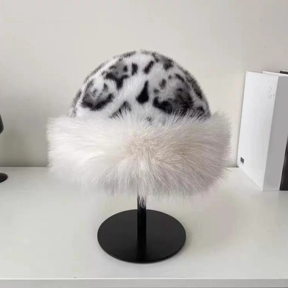 New Fluffy Fur Women's Winter Hat Winter Snow Ski Cap Female Faux Fur Thick Warm Windproof Hat Russian Hat Mink Fisherman's Hat