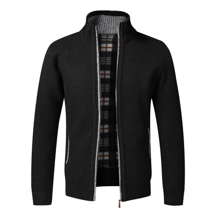 Autumn Winter Warm Cardigan Men Fleece Sweaters Full Zip Jackets Slim Fit Luxury Brand Knitted Sweater Coat American Jersey