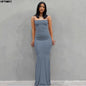 Women's Satin Backless Bodycon Maxi Slip Dress