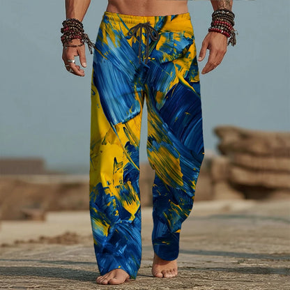 2026 Herren 3D-Druck Artistic Batik-Hose Baggy Pants Freizeithose Mid Waist Urlaub Elastischer Kordelzug Frühling