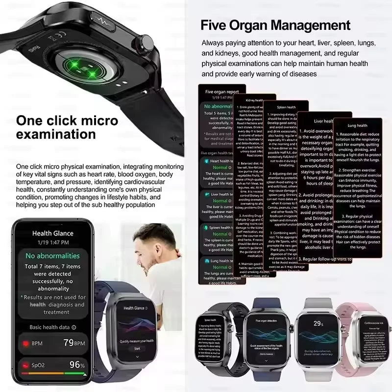 2025 Neue Mikro-Vorsorgeuntersuchung Smartwatch für Herren Harnsäure Körperfett Fünf-Organe-Gesundheitsuhr Bluetooth-Anruf Smart-Armband