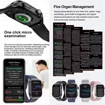 2025 Neue Mikro-Vorsorgeuntersuchung Smartwatch für Herren Harnsäure Körperfett Fünf-Organe-Gesundheitsuhr Bluetooth-Anruf Smart-Armband