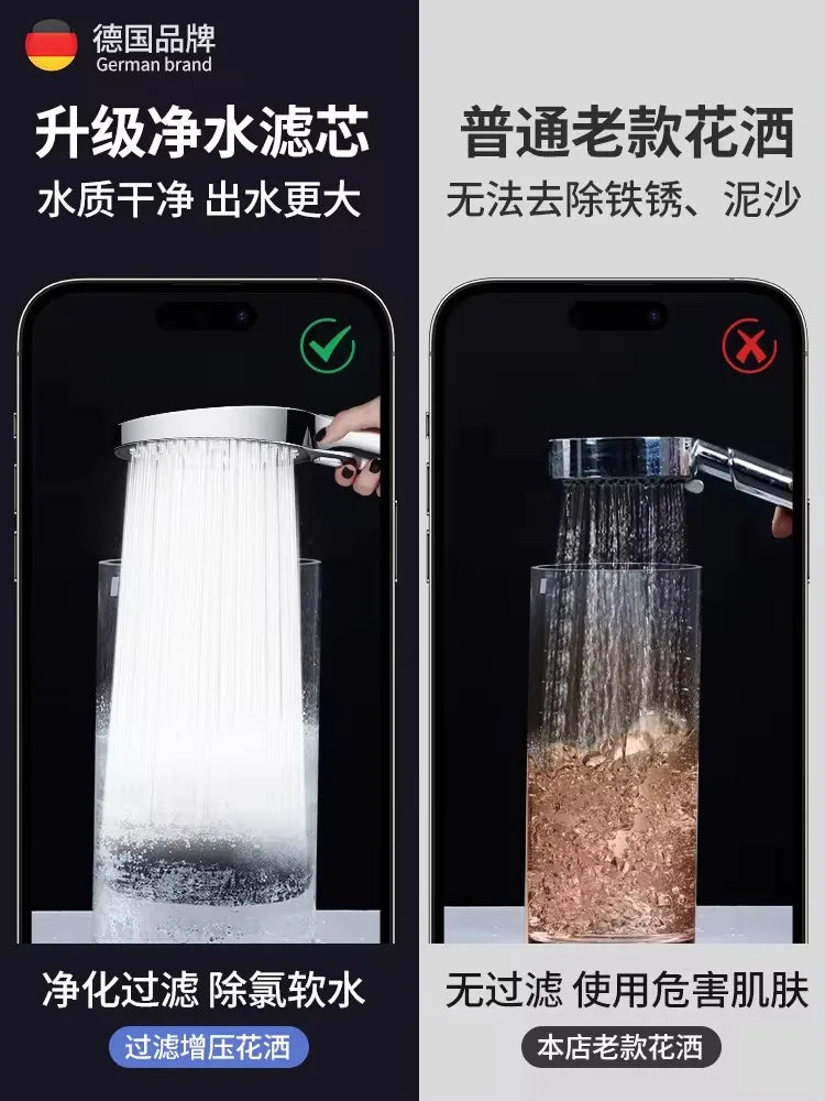 150MM Big Panel 3 Modes Pressure Boost Shower Head With Filter Adjustable Spray Nozzle Massage Shower Faucet Bathroom Accessorie