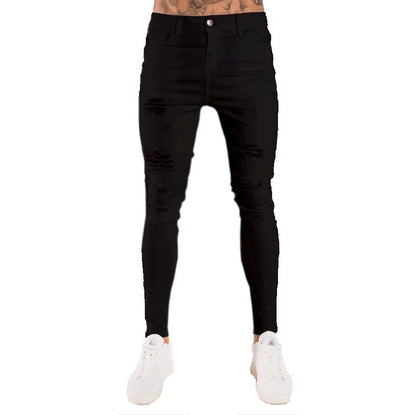 2024 Men Jeans Solid Pockets Stretch Denim Straight Pants Spring Summer Business Casual Trousers Daily Streetwear Men's Clothing