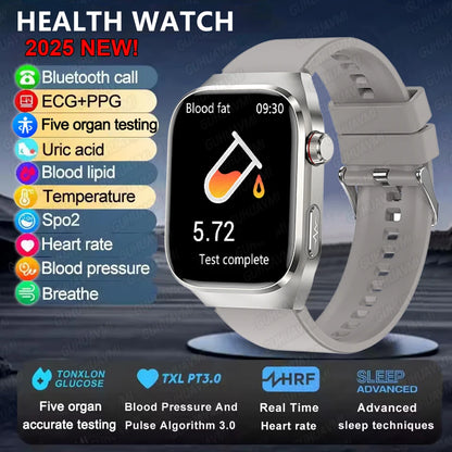 2025 Neue Mikro-Vorsorgeuntersuchung Smartwatch für Herren Harnsäure Körperfett Fünf-Organe-Gesundheitsuhr Bluetooth-Anruf Smart-Armband