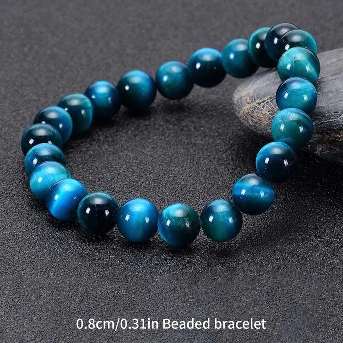 1 Stück 6/8/10mm Minimalistisches blaues Tigerauge-Steinperlenarmband Naturstein runde Perlenarmband zur täglichen Dekoration